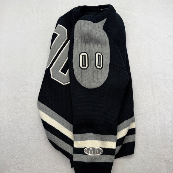 Vintage Match One Sport Mens XL Black Hockey Jersey Sweater 00 Heavy Knit Rare - Picture 8 of 9